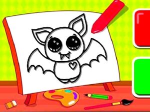 easy kids coloring bat